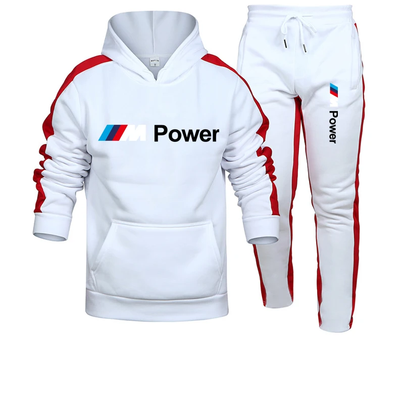

2021 New 2 Pieces of BMW Men's Sportswear Wwith Hood + Standard Pants Hooded Sweatshirt Men's Casual Wear S-3XL
