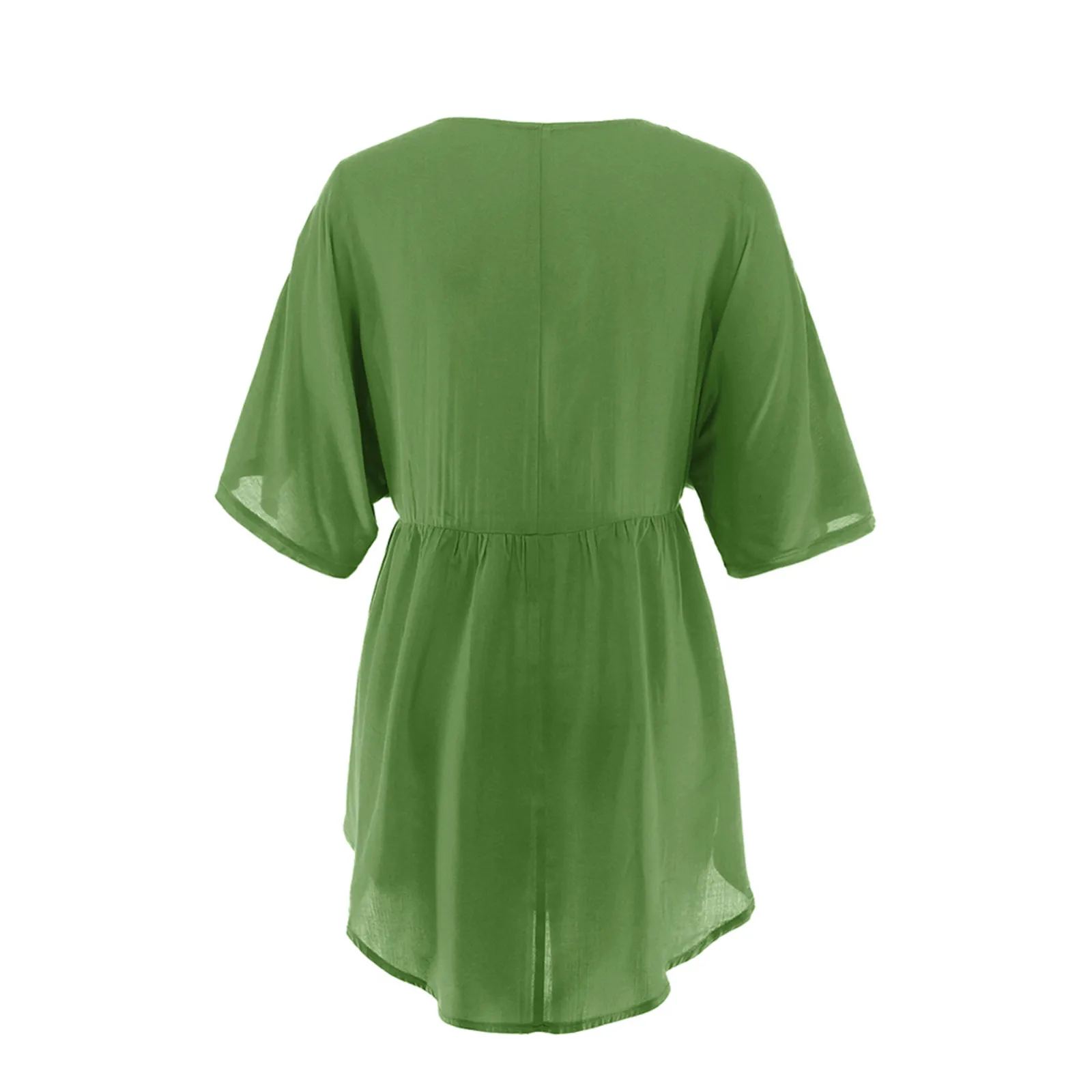 

Short Sleeve Solid Color Shirt Dress 2021 Women Casual O Collar Mini Dress Button Lady Cotton Linen Office Vestidos S-XL