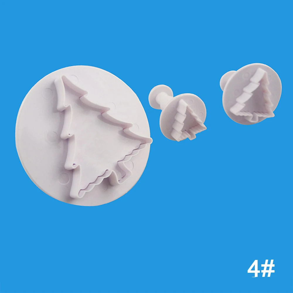 3 pcs 4 шт./компл. Еда Класс Пластик Рождественские Формы для нарезки печенья в виде Кухня формочки для выпекания кексов, Плунжер печать штамп инструменты для украшения тортов из мастики - Цвет: 3 pcs