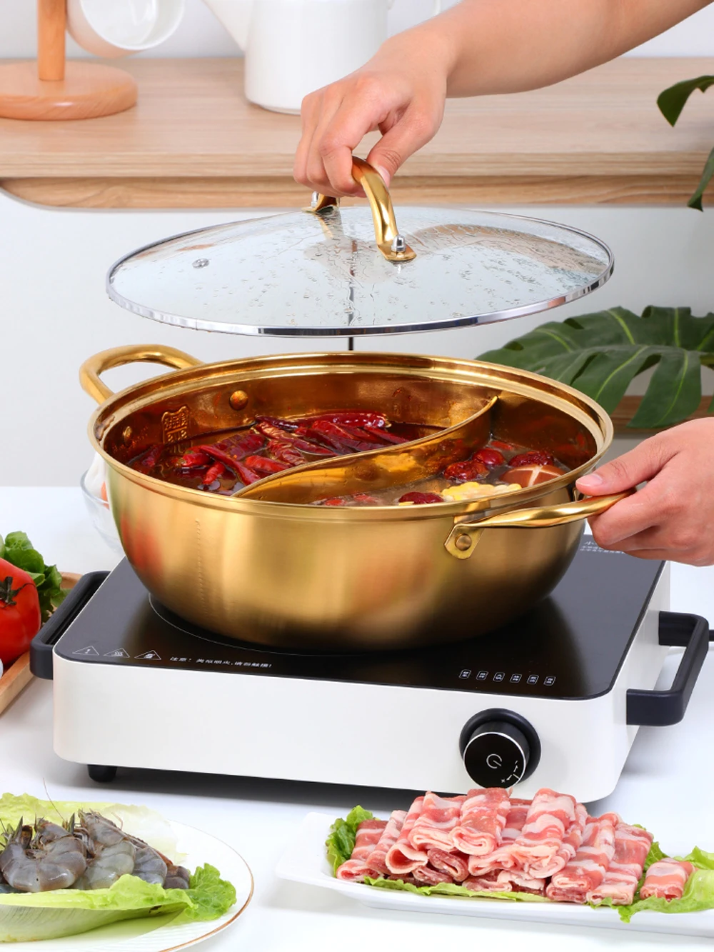 Горячий горшок из нержавеющей стали 304 с двумя вкусами домашний тяжелый