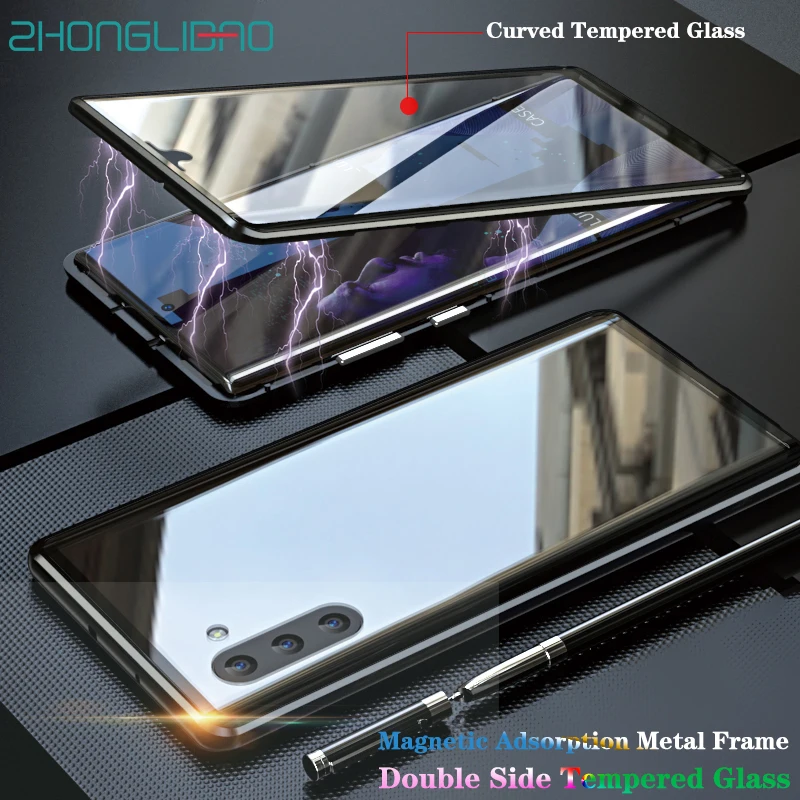 Note10+ 360 Полный Корпус Передняя Задняя Изогнутая Стеклянная Магнитная Адсорбция металлический корпус для samsung Galaxy Note 10 Note10 Plus Note10plus