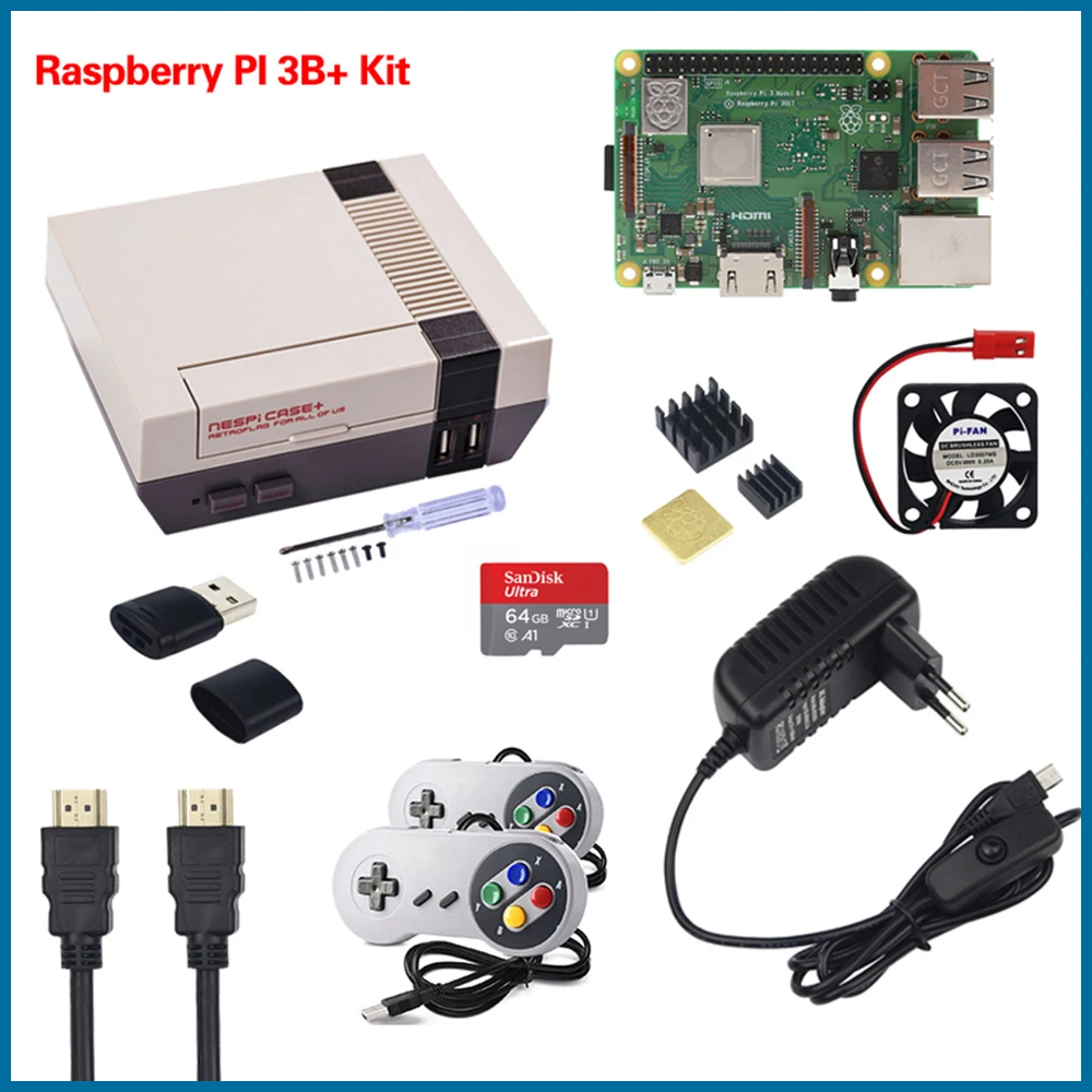 S Робот NESPi чехол + Raspberry Pi 3 Model B Наборы SD картой памяти на 32 ГБ 3A Мощность адаптер