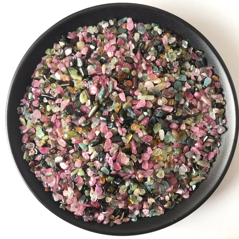 

100g 2 Sizes Natural Stone Mineral Crystal Colorful Tourmaline Section Gravel Home Decoration Healing Crystals