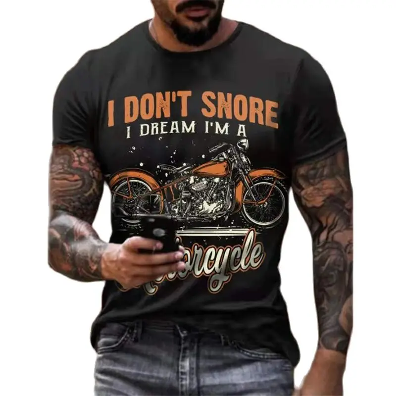 

Summer Men's Retro 3D Printing Car Road Motorcycle Rider Hip Hop T Shirt Fashion Street Casual Unisex Selling Street Punk Top