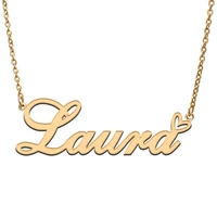 laura love heart name necklace personalized gold plated stainless steel collar for women girls friends birthday wedding gift