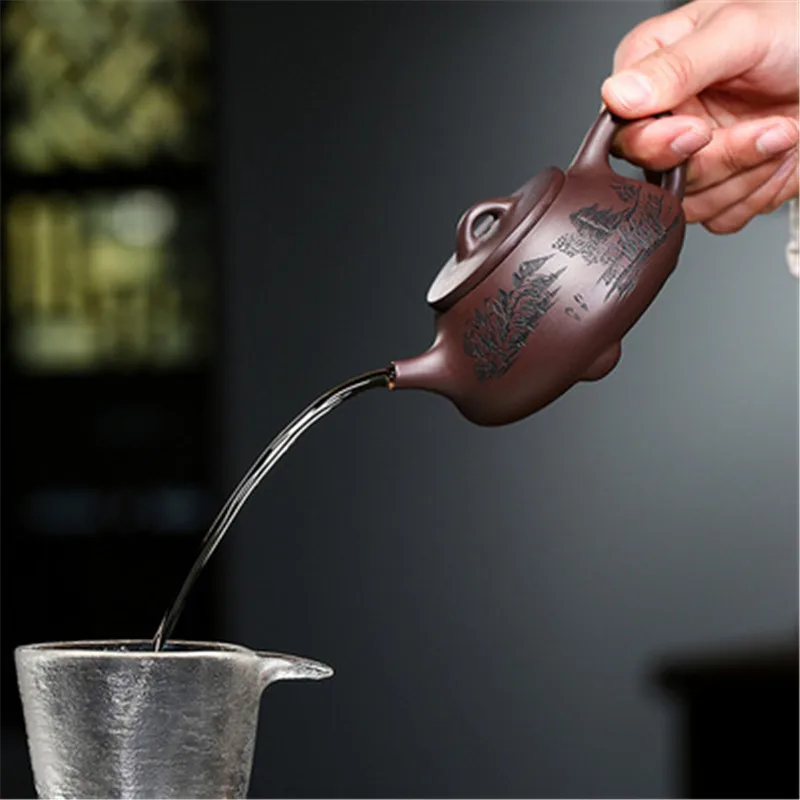 

New Chinese yixing tea pot Handmade purple clay zisha teapot ore stone scoop pot kettle Custom tea set Ball hole filter 180ml