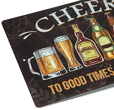 

Putuo Decor Cheers Metal Tin Sign Bar Pub Man Cave Wall Decor 8"x12"