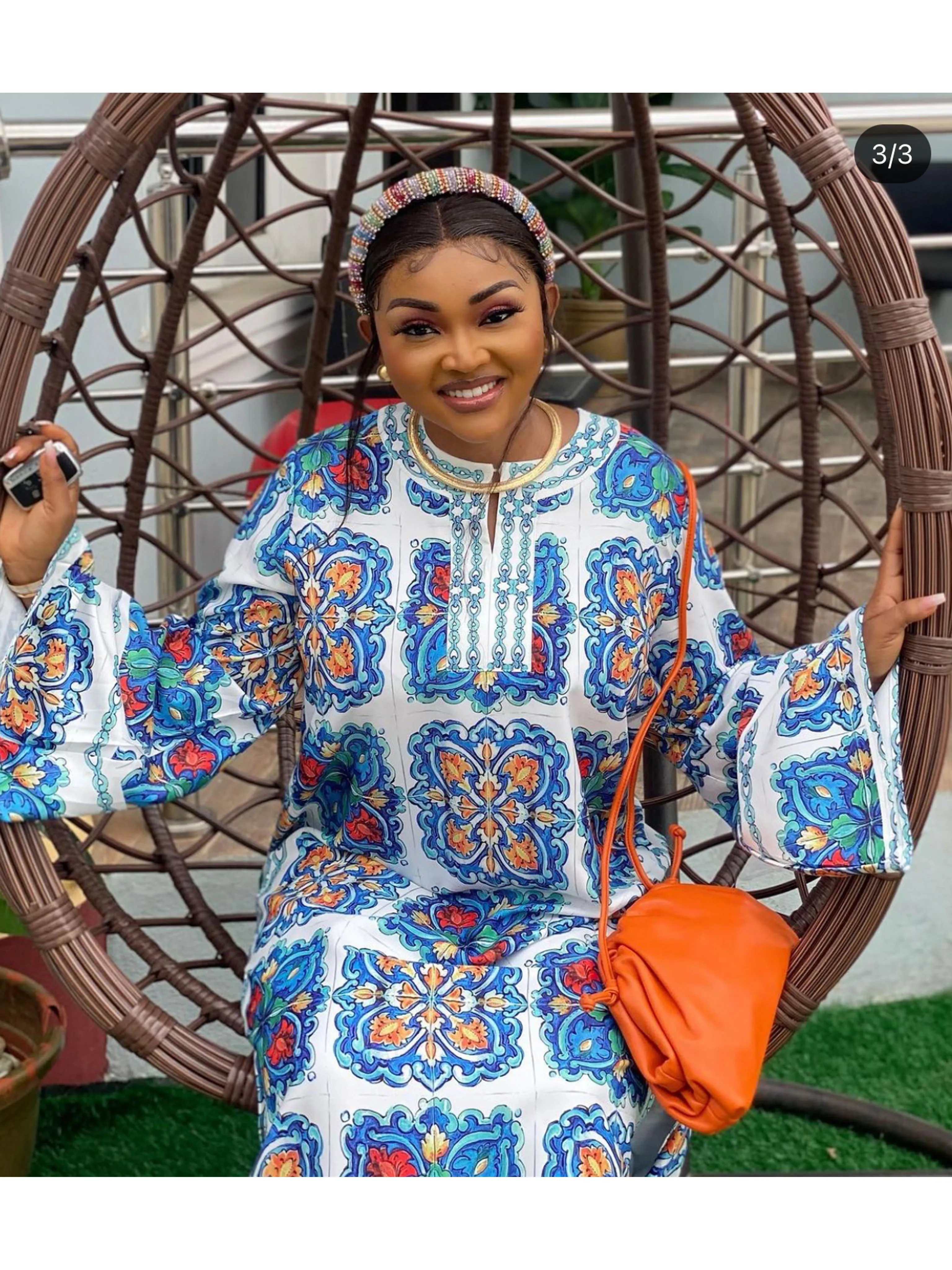 

New African Oversize Long Sleeve Dashiki Dress For Lady(DBF88#)