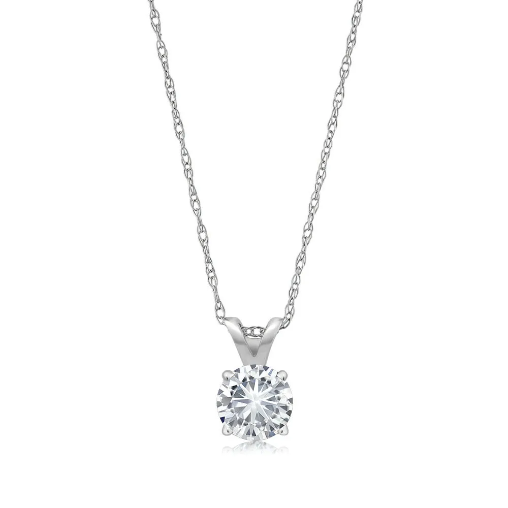 Charles &amp Colvard 4 5 мм VG Moissanite 0 30 CT 14k белый золотой кулон в виде пасьянса круглая зубца