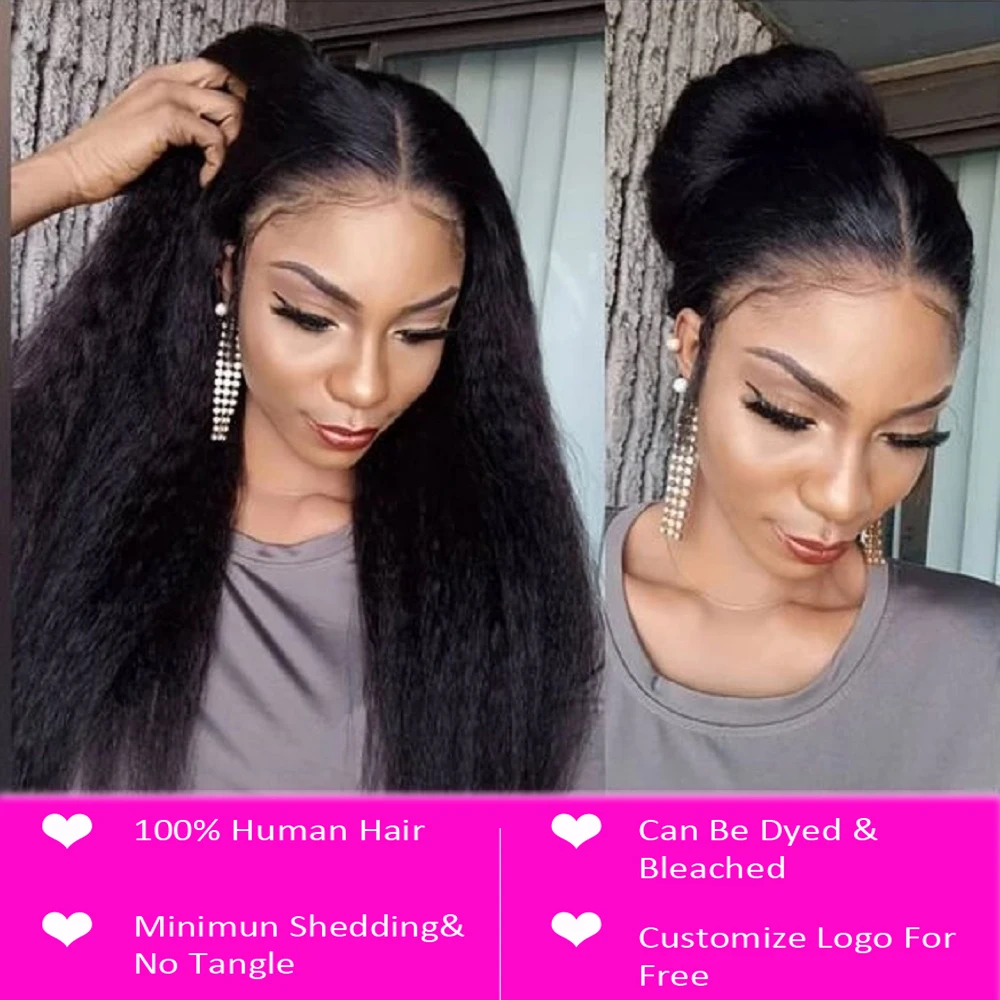 

Beaudiva 13*4 Lace Front Human Hair Wigs Kinky Straight Wig Pre Plucked Remy Yaki Lace Wig 4x4 Lace Closure Wig For Black Women