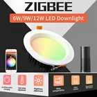 Светодиодный светильник OPTO Zigbee, Светодиодный точечный светильник с белым и холодным белым светом, 9 Вт, RGBCCT, управление через приложение, для спальни, коридора, кухни, туалета