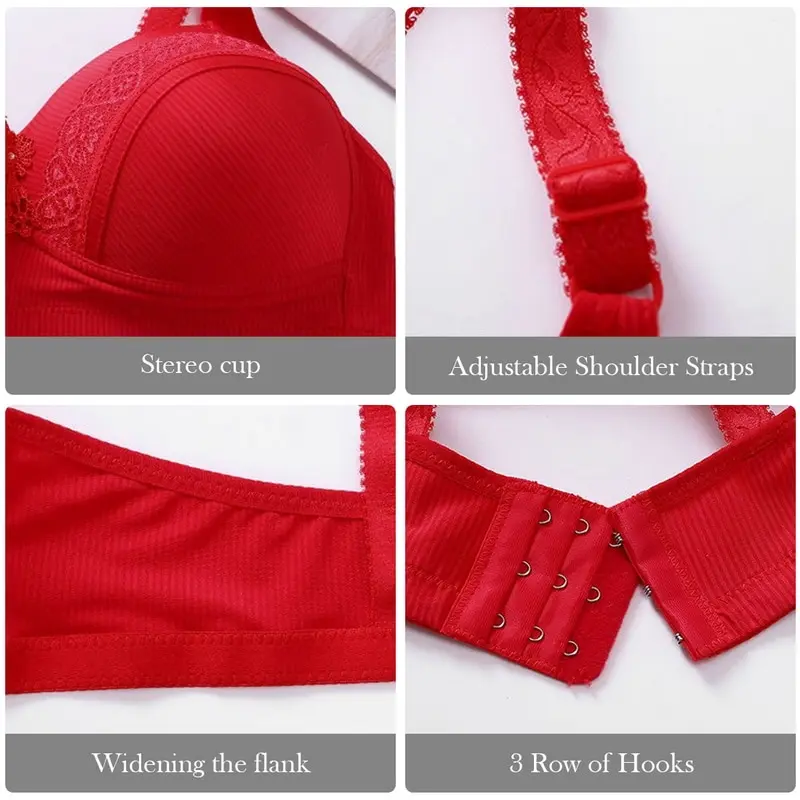 

2020 Sexy Solid Front Closure No Wire Girl Underwear Women Push Up Bra Lingerie Tops Wide Strap Female Breasted Women