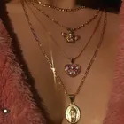 WUKALO Новый Панк Винтаж Ангел сердце розовый Кристалл Дева Мария кулон ожерелье для женщин многослойное ожерелье набор ювелирных изделий подарок