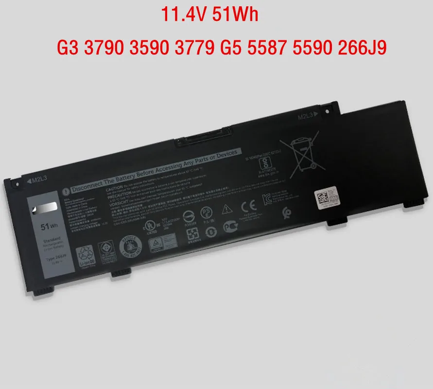 

51Wh подлинный 266J9 Аккумулятор для ноутбука Dell G3 15 3590 3500 3700 3790 3779 G5 15 5500 5505 P89F Series Inspiron 14 5490