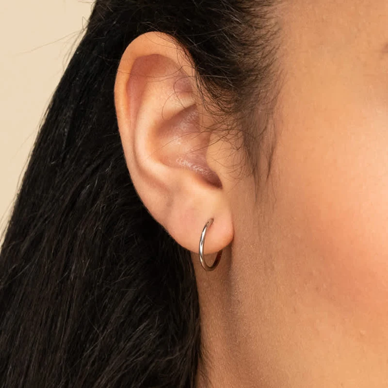 

925 sterling silver ear buckle 14mm Hoop Earrings For Women Ear Bone Buckle Round Circle Earrings Hoops Ear Rings Jewelry A30