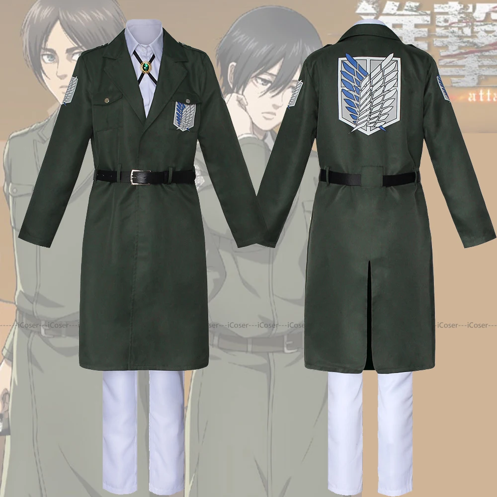 

aot Uniform Levi Ackerman Cosplay Costume Attack on Titan Trench Shingeki No Kyojin Scouting Legion Hange Sasha Mikasa Outfit