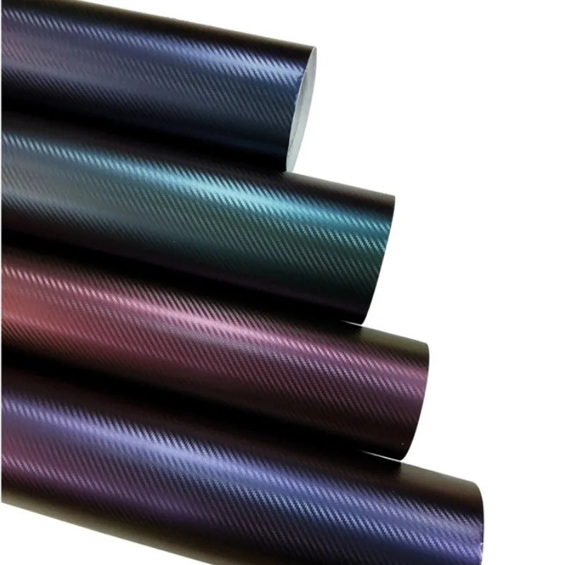 

3D Chameleon Carbon Fiber Vinyl Wrap Roll with Air-Release Technology Vehicle Change Color Sticker Tint Vinyl