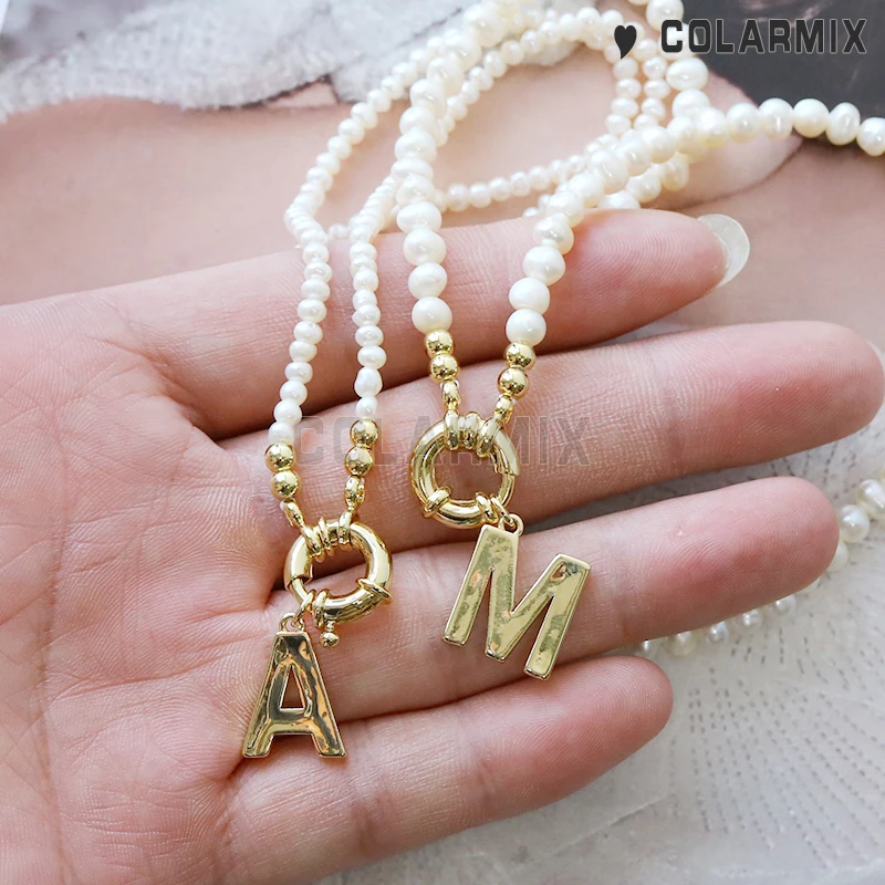 

4Pcs Letters necklace alphabets Pearl necklace choose your letters in message pearl necklace for women 9749