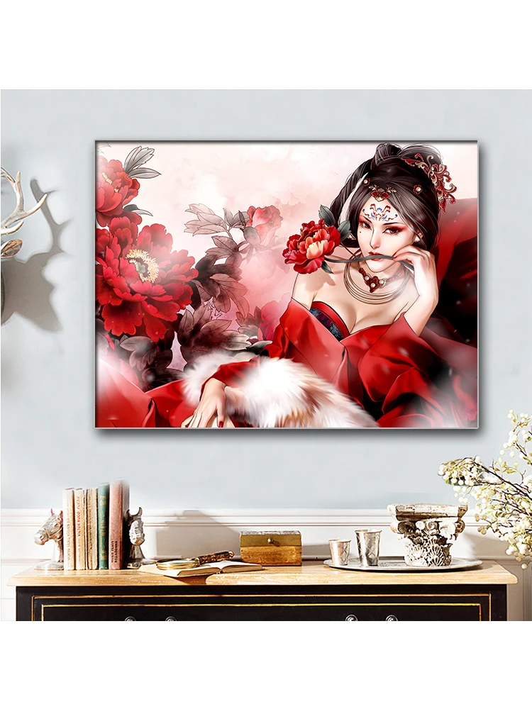 5d алмазная живопись сделай сам мозаика Японская женщина картина из кристаллов