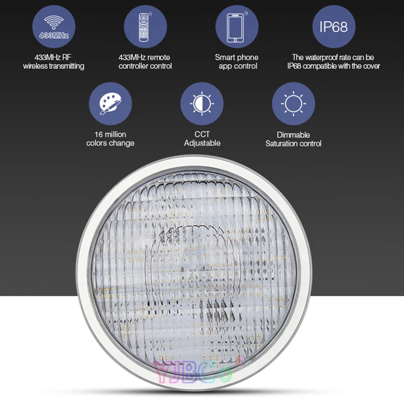 Miboxer 27 Вт RGB+ CCT PAR56 светодиодный светильник для бассейна AC12V/DC12-24V IP68 подводная лампа; FUT086 8-зона 433 МГц пульт дистанционного управления