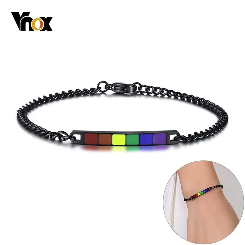 Vnox модные радужные браслеты для женщин из черной нержавеющей стали LGBT Jewels |