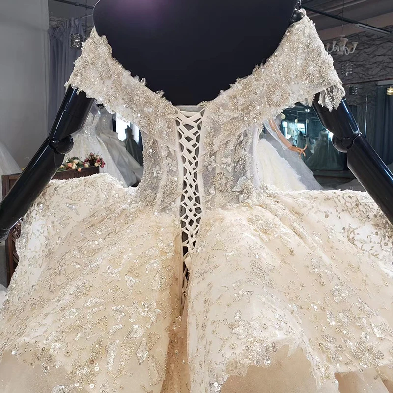 HTL1729 привлекательное свадебное платье с жемчугом и блестками 2020 Бальные платья