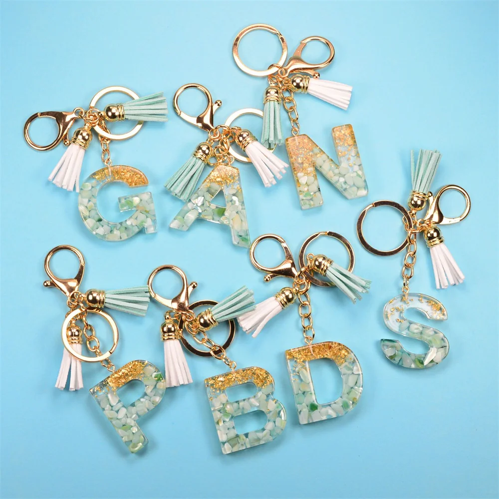 Фото Милые брелоки с акриловыми буквами женские английским алфавитом и кристаллами