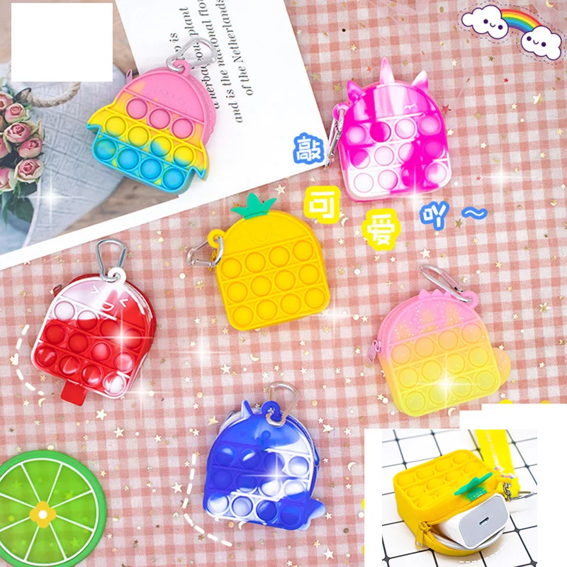 

Wholesale Kawaii Mini Wallet Pop Silicone Push Bubble Stationery Storage Bag Kids Decompression Toys Coin Purse Fidget Toy