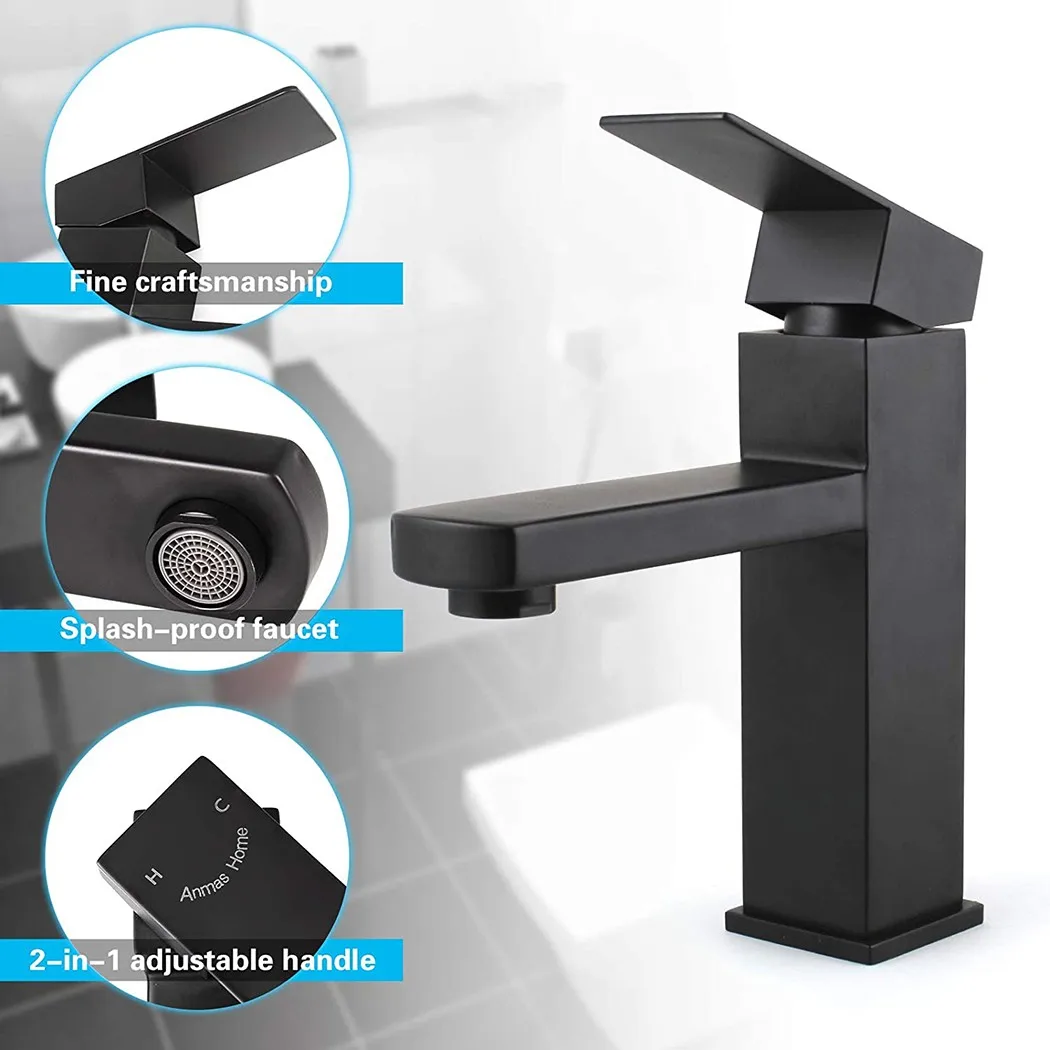 

Bathroom Black Faucet Basin Taps Hot Cold Mixer Kitchen Sink Tap Single Lever Deck Mounted Brass Tap Faucet Kitchen Household