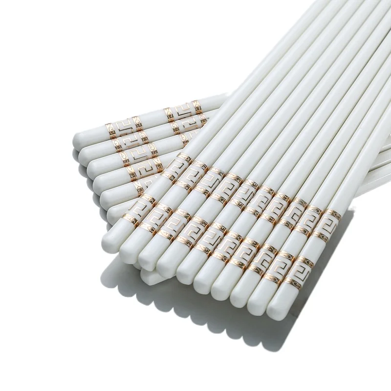 

European style household 10 pairs of ceramic antiskid mildew resistant hot pot chopsticks tableware bone china