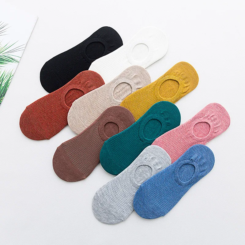 

Women's Silicone Non-slip Invisible Socks Summer Solid Color Ankle Boat Socks Female Soft Cotton Slipper Socks 35-40 EUR