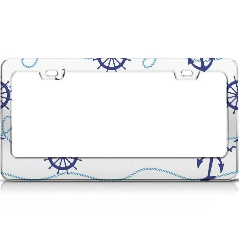 

Peceeta Navigation Trip License Plate Frame 2 Holes 1 Frame Matte Aluminum Universal American Auto Tag Holder white 16x31cm"]