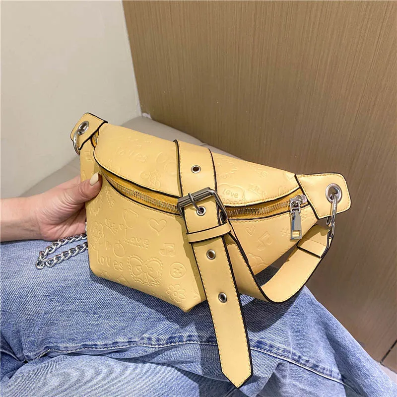 

Brand Designer Women's Waist Bag Leather Shoulder Crossbody Chest Bags Female Waist Packs Fashion Chain Fanny Pack Lady Belt Bag