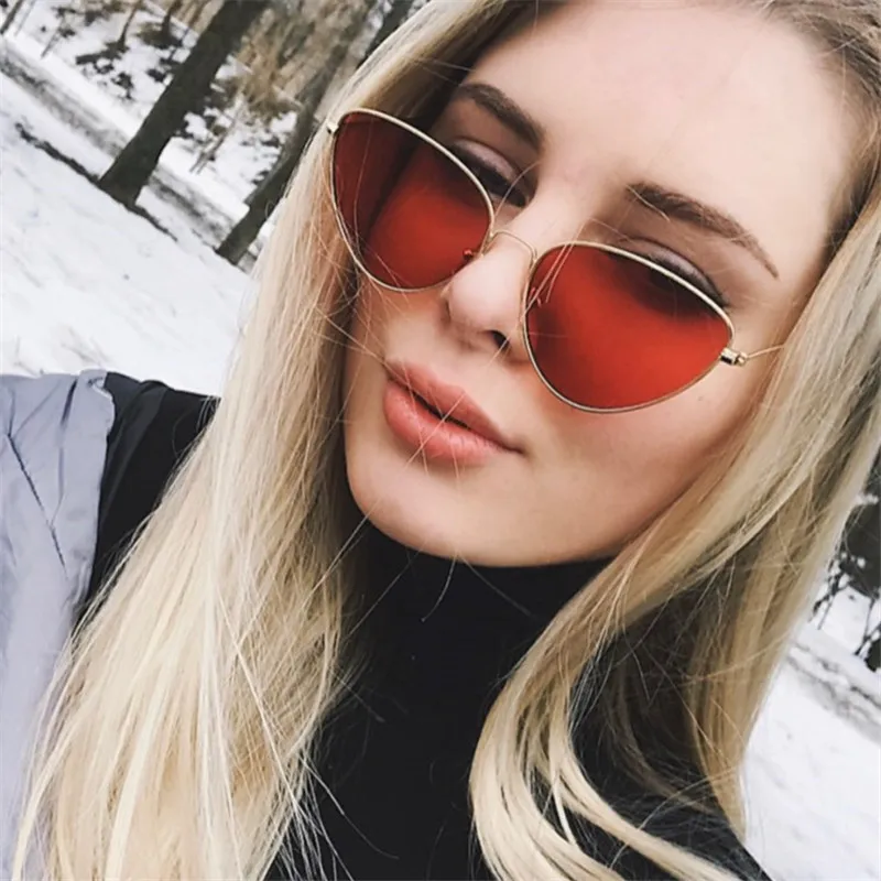 

Fashion Women Sexy Small Vintage Cat Eye Sunglasses Brand Designer Retro Metal Coating Mirror Sun Glasses Goggle UV400 Eyewear