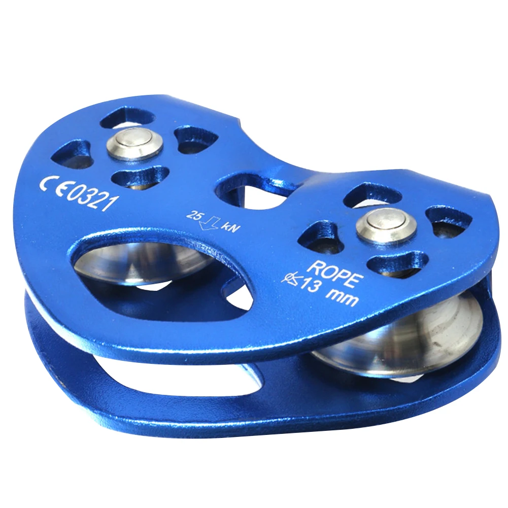 

Caving Pulley Mountaineering Outdoor Rock Climbing 25KN Double Shaft Metal Portable Cable Heart Shape Non Slip Accessories Tool