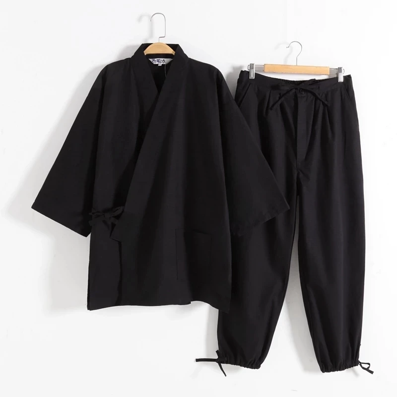 Пижама-кимоно Jinbei мужская из 100% хлопка юката Самурай ниндзя монахи одежда для