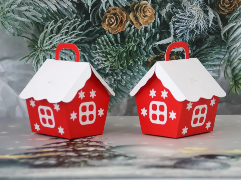 Европейский новый стиль рождественский дом конфетная коробка красный маленький