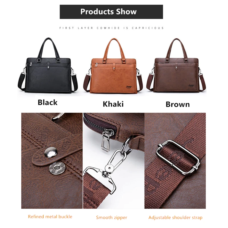 JEEP BULUO Men Briefcase BusinessTravel Laptop Bag 14