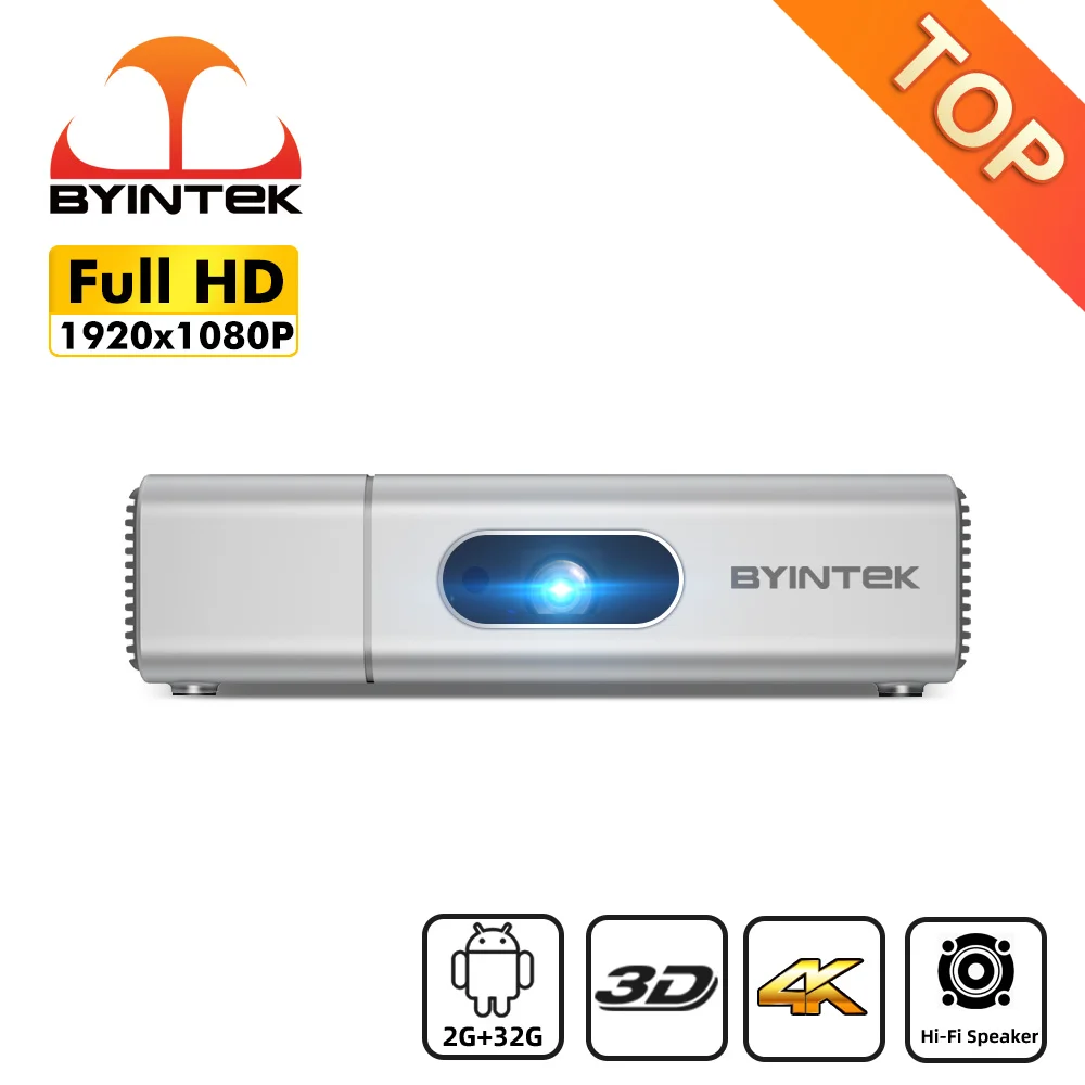 

Проектор BYINTEK U50 Full HD 1080P светодиодный DLP Mini 3D 4K портативный проектор Android для смартфона, кинотеатра