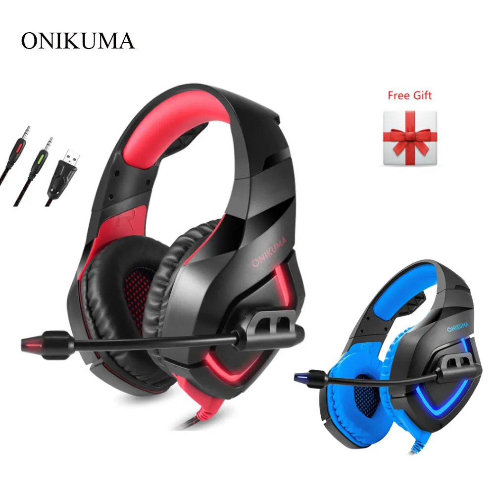 ONIKUMA K1 B Игровые киберспортивные гарнитуры Deep Bass Наушники для ПК Gamer со