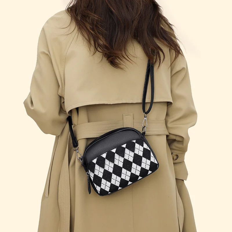 

2022 Hit Spring Small PU Leather Crossbody Sling Bags Argyle Women's Designer Handbag Luxury Brand Shoulder Side Bag Ladies Sac