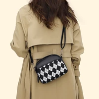 2022 hit spring small pu leather crossbody sling bags argyle womens designer handbag luxury brand shoulder side bag ladies sac