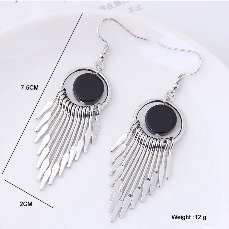 Однотонные европейские серьги кисточки из медного сплава среднего размера