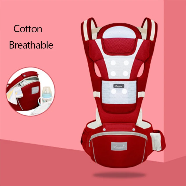 breathable -red Эргономичный рюкзак-кенгуру для переноски ребенка, сумка-кенгуру для переноски на талии для новорожденных, сумка-кенгуру для путешествий 0-36 м - Цвет: breathable -red