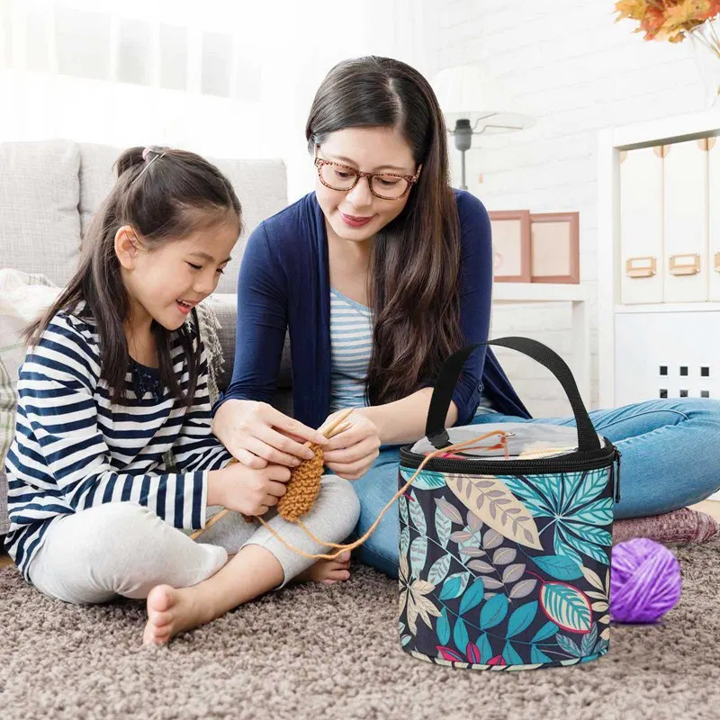 Модная сумка для хранения пряжи круглые вязаные шерстяные сумки синего цвета