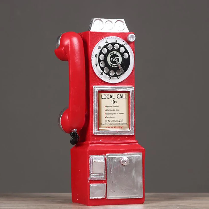Ретро модель телефона с резиновым циферблатом винтажная фигурка украшение для