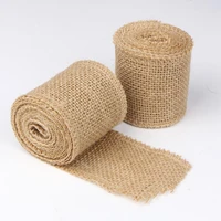 2meterslot 6cm ribbon 6cm natural jute webbing solid linen strip diy handmade linen handmade cloth art gift packaging lace
