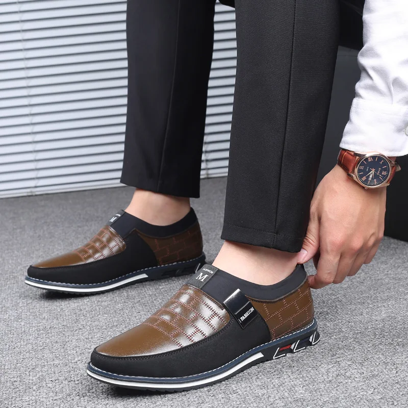 AQ39 2020 New Genuine Leather Men Casual Shoes Mens Loafers Moccasins Breathable Slip on Black Driving Plus Size 38-46 | Обувь