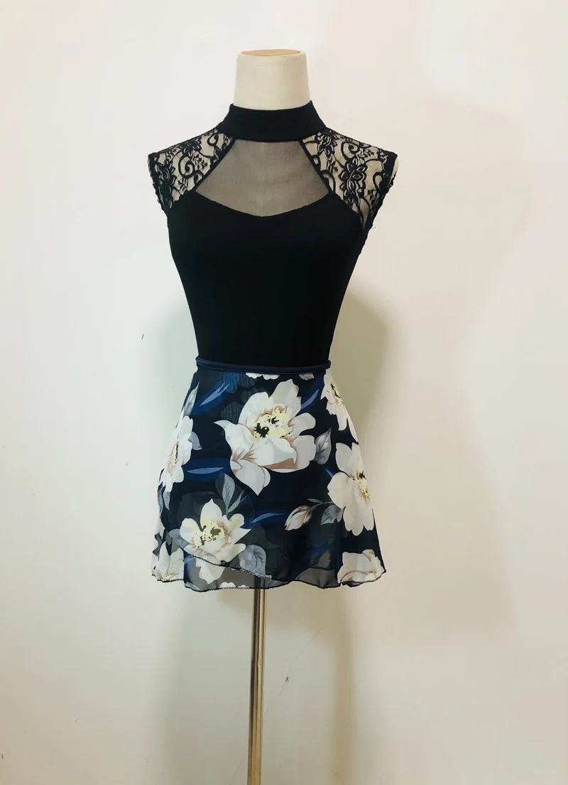 Женская балетная юбка пачка шифоновая с цветочным принтом небольшой фартук для