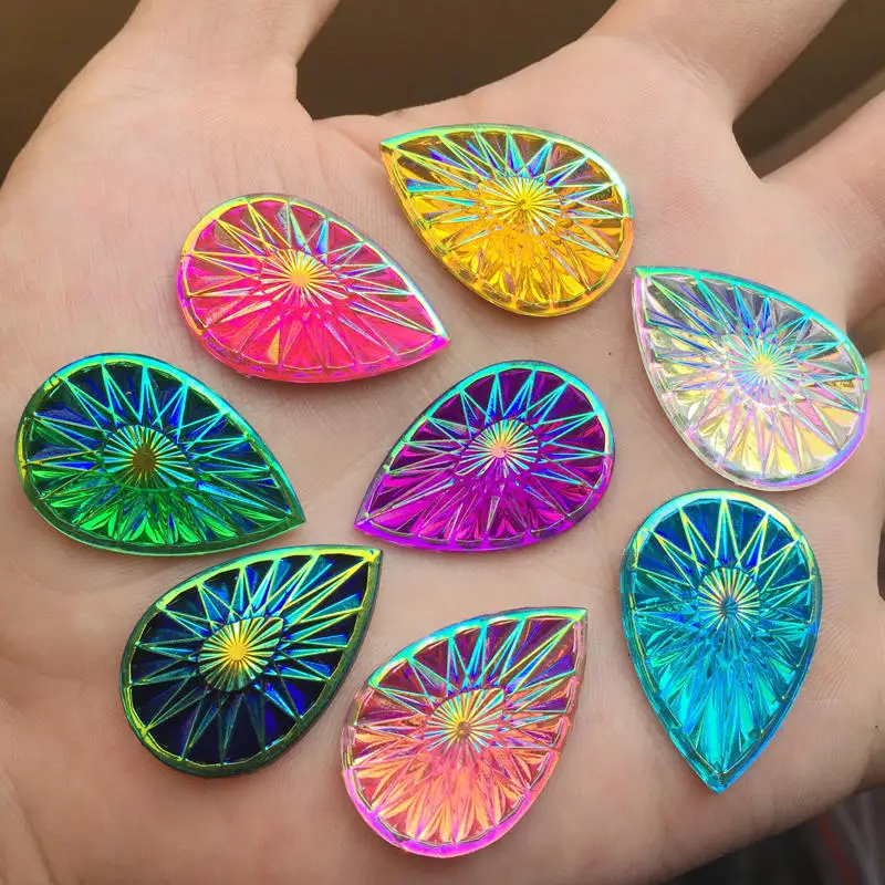 20*30 мм 12 шт. Блестящие кристаллы в форме капли воды AB цвета Стразы пришивные